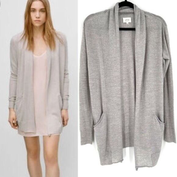 Aritzia Wilfred Womens Wool Open Front Longline Cardigan Sweater Gray Sz Medium - Picture 1 of 10